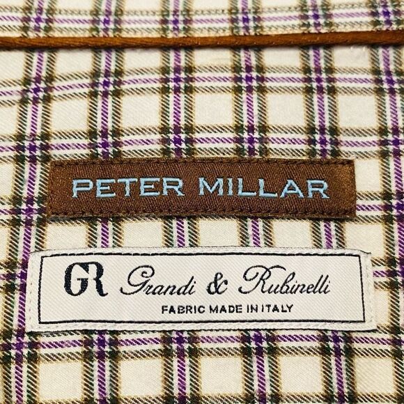 Peter Millar Button Front Plaid Shirt Size Large - Picture 5 of 5